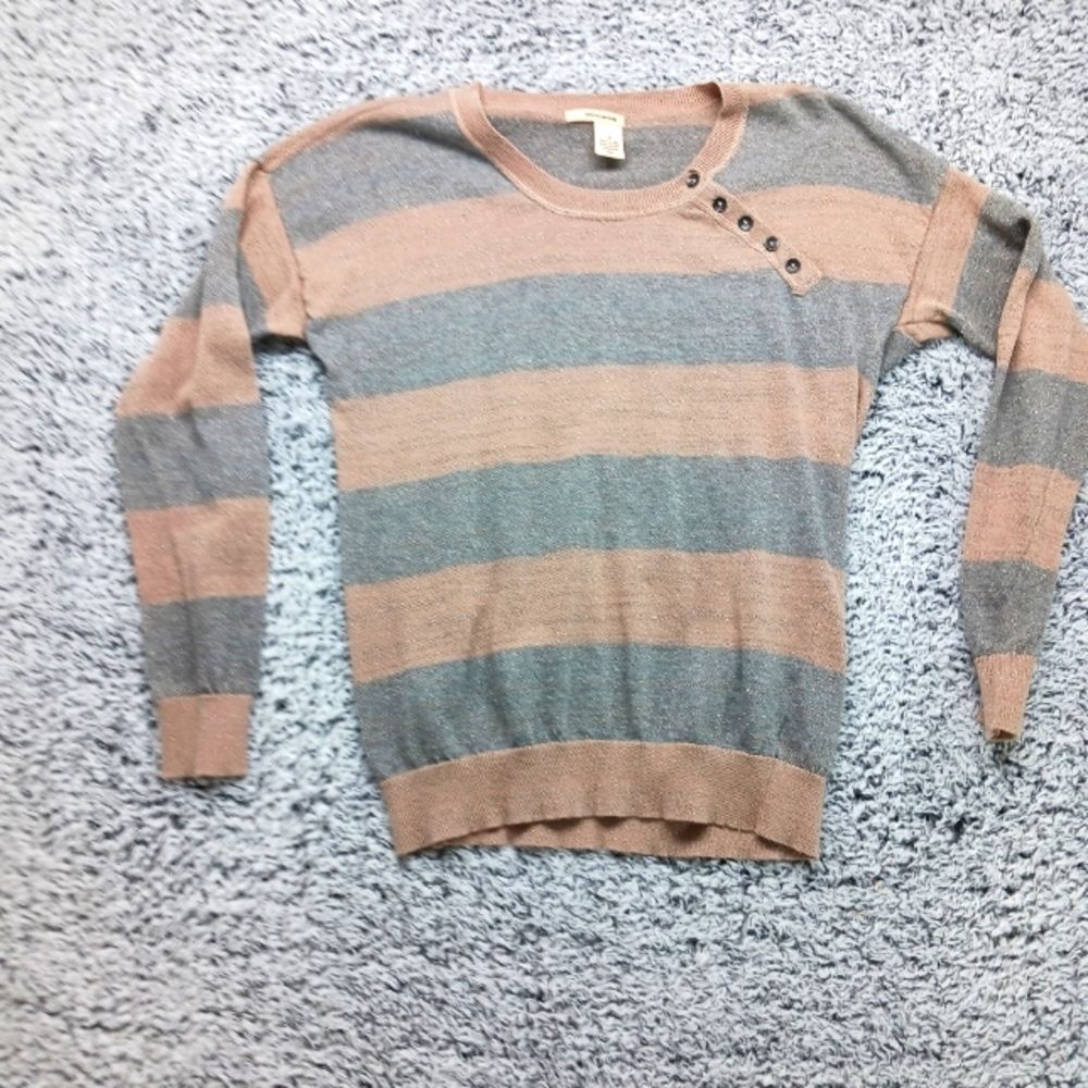 DKNY Gray and Tan Striped Sweater